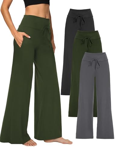 Showitty Wide Leg Pants for Women with Pockets, High Waist Yoga Lounge by Showitty