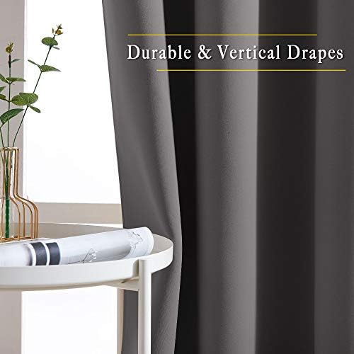 NICETOWN Bedroom Blackout 102 inch Curtains for Sliding Glass Door - Grommet Thermal Insulated Solid Luxury Window Treatments Sound Reducing for Living Room (W66 x L102, Grey, Set of 2) - Image 5