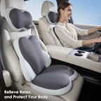 FLORICH 3 PCS Seat Cushion for Carseat Lumbar Support Pillow Car Neck Headrest Pillows Ultrathick Memory Foam Seat Pads Pressure Relief Back Cushion for Office Chair(Beige Grey) - Image 5