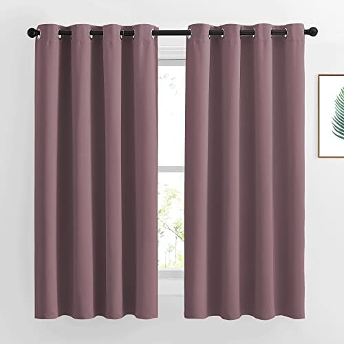 NICETOWN Bedroom Curtains 63 inch Length 2 Panels - Grommet Top Blackout Room Darkening Sound Reduction Cold & Heat Reducing Privacy Thermal Drapes for Living Room, Dry Rose, W52 x L63 by NICETOWN