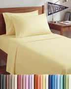 Twin XL 4 Piece Sheet Set - College Dorm Room Essentials - Butter Yellow by CGKUnlimited