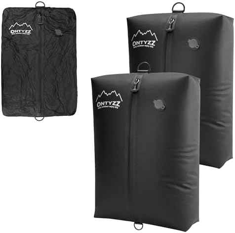 ONTYZZ Travel Vacuum Compression Bags, IPX8 Waterproof Luggage Space Saver Bags, Reusable TPU Vacuum Seal Bags for Travel Clothes Storage, 2 Pack Dark Black by OTNYZZ