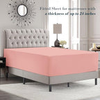 Mocassi Queen Size 4-Piece Bed Sheet Set - 1800 Premium Hotel Quality Microfiber 18-24 Inches Extra Deep Pocket Fitted Sheet- Luxury Soft, Breathable, Wrinkle, and Fade Resistant, Dusty Rose - Image 3