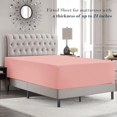 Mocassi Twin Size 4-Piece Bed Sheet Set - 1800 Premium Hotel Quality Microfiber 18-24 Inches Extra Deep Pocket Fitted Sheet- Luxury Soft, Breathable, Wrinkle, and Fade Resistant, Dusty Rose - Image 3