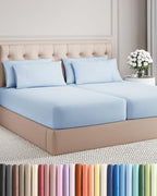 Split King 7 Piece Bed Sheet Set - Comfy, Breathable & Cooling - Sky Blue by CGKUnlimited