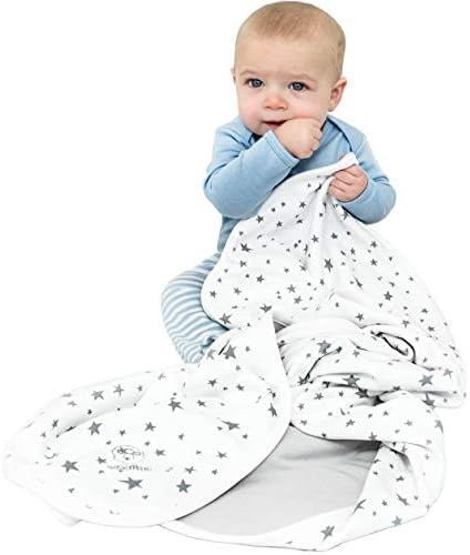 Woolino Baby Blanket for Crib or Stroller - Merino Wool and Organic Cotton Infant Blanket - 4 Season - 40” x 31.5” - Stars by Woolino