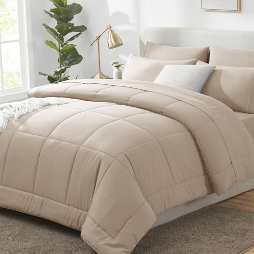 CozyLux King Size Comforter Set Wheat - 7 Pieces Bed in a Bag by CozyLux