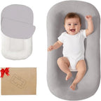 Lucakuins Baby Lounger, Bionic Design Baby Lounger for Newborn 0-24 Months, Soft Organic Cotton Breathable Lounger for Infants (Grey) by Lucakuins