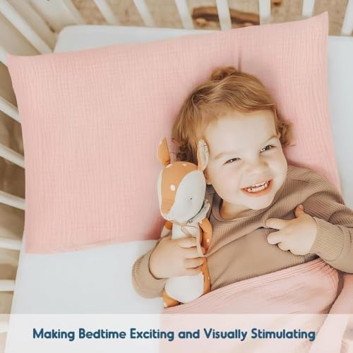 GRSSDER Toddler Pillow & Pillowcase 13x18 Soft Breathable Cotton Muslin - Image 3