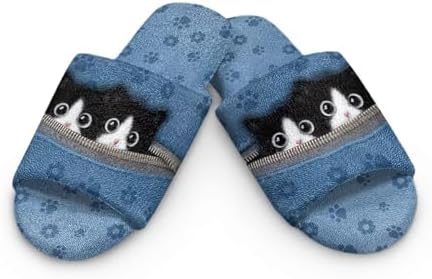 Jeiento Animal Cat Pattern Slippers for Women Lady Open Toe Slippers Soft Cushion Slip Resistant Spa Slipper for Hotel,Cozy Home Shoes - Image 4