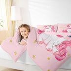 Erosebridal Pink Unicorn Toddler Bed Comforter Set for Girls | Kawaii Princess Unicorn Bedding Set Cute Stars Reversible Bed Sets Girly Cartoon Horse Quilt Comforter Fantasy Girls Room Decor,2 Pcs - Image 7
