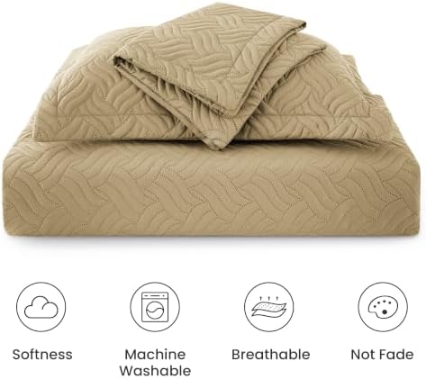 Love's cabin Oversized King Quilt Set, Soft Bedspread Comforter, Camel - Image 6