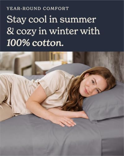 Beckham Hotel Collection King Pillow Cases Set of 2, Cool Touch Sateen Pillowcases, 500TC Cotton, Silky Smooth & Soft, Open End, Dark Gray - Image 6