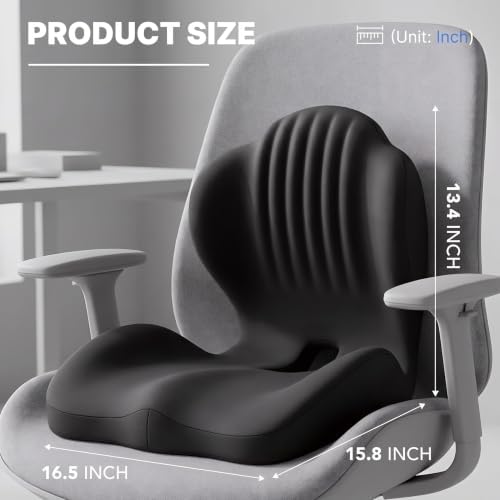 Ergonomic Seat Cushion with L-Shaped Design for Office Chair (Black) - Image 2