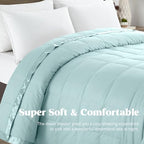 puredown® California King Blanket - Soft Lightweight Down Blanket for All Seasons, Cozy Warm Luxury Bed Blanket with Satin Trim, Blue (110"X98") - Image 3