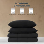 SLEEP ZONE Queen Size Comforter Set, Breathable Jersey Knit Soft Duvet Insert Set 3 Pieces Bedding Sets for Bedroom All Season, Black - Image 6