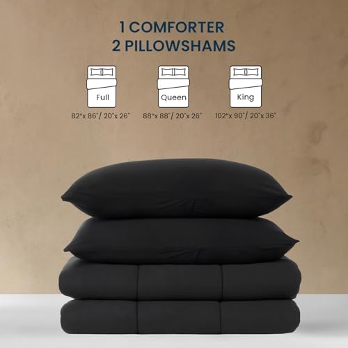 SLEEP ZONE Queen Size Comforter Set, Breathable Jersey Knit Soft Duvet Insert Set 3 Pieces Bedding Sets for Bedroom All Season, Black - Image 6
