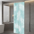 Window Privacy Film Frosted, Teal Blue Botanical Static Cling Door Window Covering, Summer Palm Leaves Foliage Tropical UV Blocking Windows Film for Office, Hotel, Bedroom, 29.5 x 78.7 Inches - Image 5