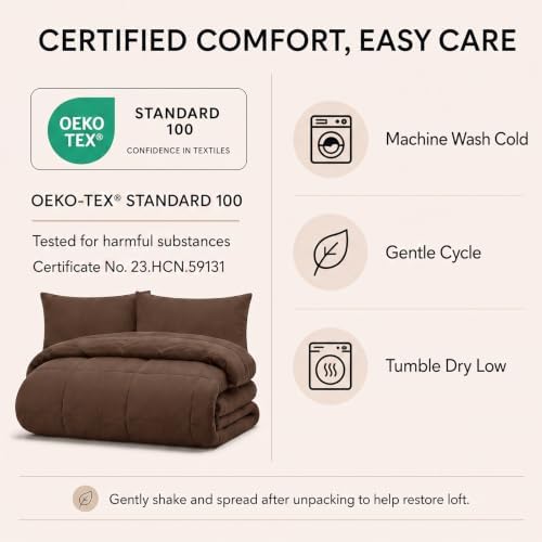 CozyLux Oversized Queen Comforter Set Brown - 7 Pieces Bed in a Bag - Image 6