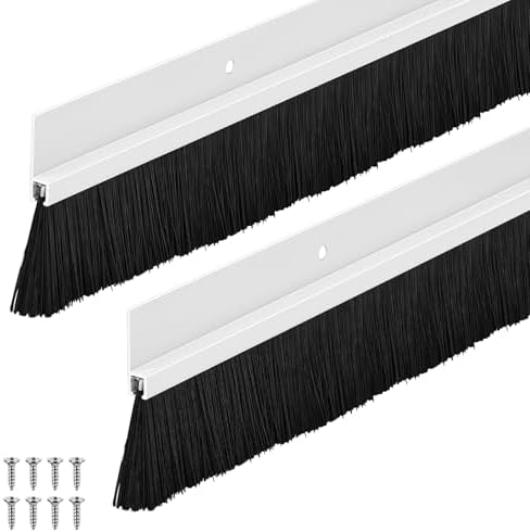 Door Sweep Brush Aluminum, 1 x 48 Inch, White, 2 Set by Frienda