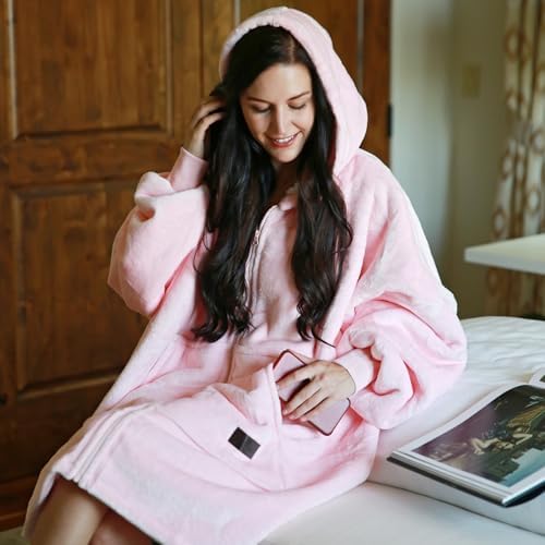Catalonia Zip Up Wearable Blanket Hoodie, Oversized Sherpa Sweatshirt - Image 2