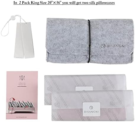 DISANGNI 100% Natural Mulberry Silk Pillow case for Hair and Skin with Hidden Zipper 22 Momme Both Sides Real Silk Pillow Case (2pc King Size 20" x36", Dark Gray) - Image 3