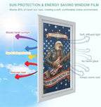 Independence Day Window Privacy Film Rainbow Static Cling Stain Glass Window Film for Glass Door, Decorative Sunroof Decal Sticker for Car 29.5"x78.7" 250 Anniversary Eagles Abstract Blue - Image 4