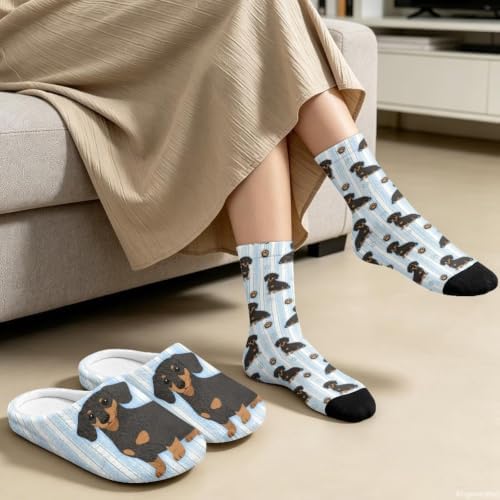Womens Fuzzy Slipper with Socks Warm Cozy House Slipper and Socks Set Plush Winter Shoes for Indoor - Image 4