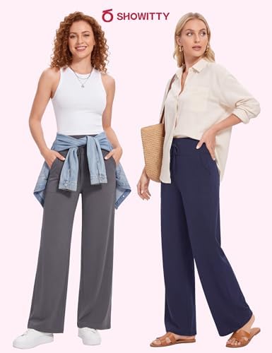 Showitty Wide Leg Pants for Women with Pockets, High Waist Yoga Lounge - Image 4