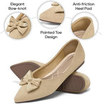 Flats for Women Ballet Shoes: Cushioned Memory Foam Insole & Lightweight for All-Day Comfort - Slip-On Suede Foldable Pointed Toe Bow Casual Dressy Flat for Work Office Business - Image 4