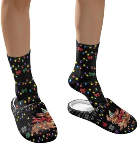 Jeiento Winter Fuzzy Slipper and Crew Socks Warm Winter Shoes Lightweight Soft Cushion House Slipper Bedroom Shoes - Image 4