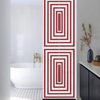 Window Privacy Film Frosted, Red White Geometric Reusable Static Cling Window Tints, Square Minimalist Modern Heat Control Windows Films for Offices, Balcony, 29.5 x 118 Inches - Image 3
