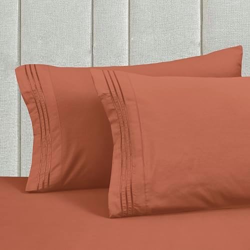 Mocassi Queen Size 4-Piece Bed Sheet Set - 1800 Premium Hotel Quality Microfiber 18-24 Inches Extra Deep Pocket Fitted Sheet- Luxury Soft, Breathable, Wrinkle, and Fade Resistant, Coral - Image 6