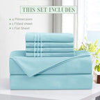 Elegant Comfort Luxury Soft 6-Piece 1500 Premium Hotel Quality Bed Sheet Set with Extra Deep Pockets 18-24 Inch, Wrinkle Free, Storage Pockets, Extra Deep Pocket 6PC Sheets, Queen, Aqua Blue - Image 3