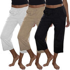 Sexy Basics Women's 100% Cotton Lounge Pants | Capri Style Pajama Sleep Bottoms | Drawstring & Pockets |Multi-Packs & Colors by SexyBasics