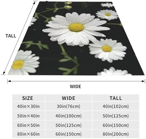 White Daisy Print Ultra-Soft Micro Fleece Blanket Ultra-Soft Micro Light Weight Warm Bed Throw Blanket - Image 5
