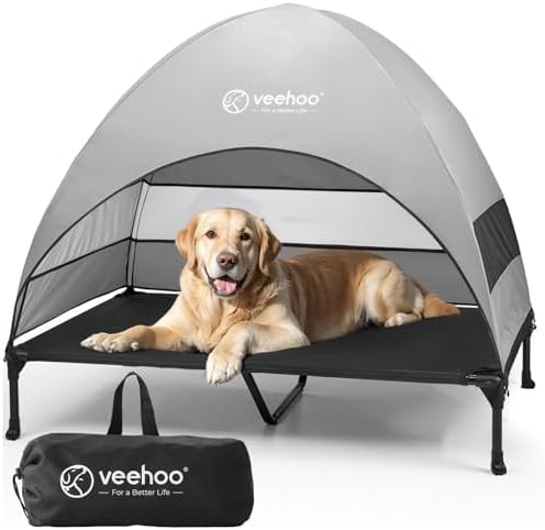 Veehoo Outdoor Dog Bed with Canopy, Cooling Elevated Dog Shade for Outside by Veehoo