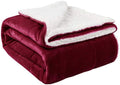 NANPIPER Sherpa Blanket Warm Blankets Super Soft Fuzzy Flannel Fleece/Wool Like Reversible Velvet Plush Couch Blanket Lightweight(Wine Red Throw Size 50"x60") by NANPIPER