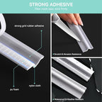 MOPMS Draft Stopper Sweep, Door Weatherproofing Stripping, Window Seal Strip Self-adhisive Soundproof Cuttable Weather Length 32.8 Ft (5 Pcs x 6.56 Ft), Grey - Image 3