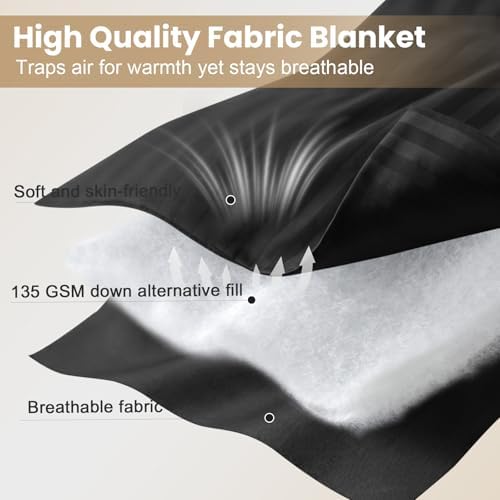 downluxe Down Alternative Blanket for Bed, Satin Trim, King, Black - Image 4