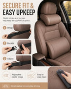 Ergonomic Headrest and Lumbar Support Set for Car Seats, Breathable Perforated Leather Car Pillows, Luxurious Memory Foam Neck Pillow for All Cars, Eases Neck Fatigue for Long Driving(Amber) - Image 5
