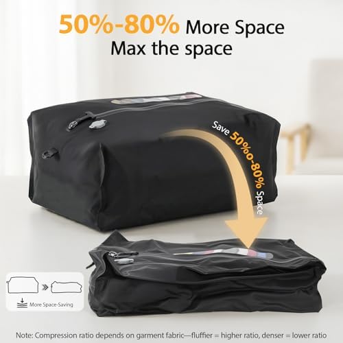 KXB Vacuum Seal Bags for Travel Luggage with Wireless Pump, 29L Compression Bags for Carry-On Suitcase & Travel Backpack, Reusable IP67 Waterproof Vacuum Storage Kit(2PC + PUMP) - Image 2