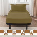 ARlinen 4 PCs Cot Sheets Sets 28" X 75", Egyptian Cotton Fitted Mattress Fits Upto 4"-8" Deep Perfect for Narrow Twin/RV Bunk/Guest Bed Replacement/Camping, Taupe - Image 2