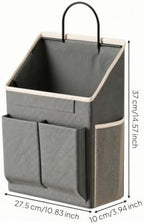 Gralara Wall-Mounted Hanging Storage Organizer Sturdy Hanging Storage Organizer with Metal Hook Large Capacity Bedside Pocket for Bunk Beds, Gray - Image 3