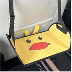 Kids Cartoon Bear Car Seat Foot Rest Hammock - Universal Auto Backseat Travel Foot Mat for Children(Squinting Bear) - Image 4