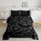 Castle Fairy Halloween Themed Comforter Set King Size,Black Bats Animal Print Bedding Set All Season Quilt Set,Dark Grey Color Microfiber Polyester Down Comforter - Image 6