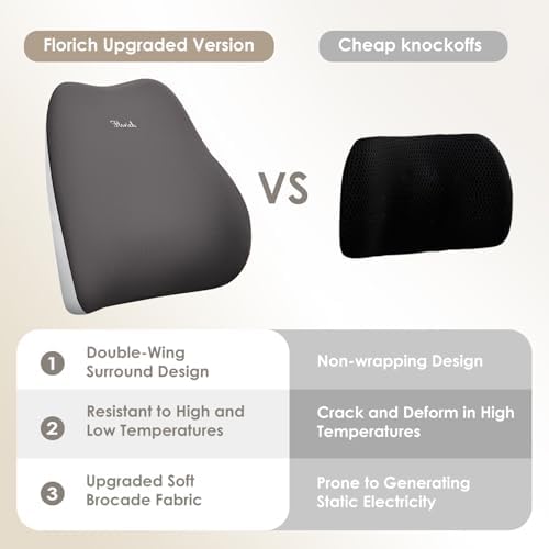Upgrade Large Car Seat Cushion and Lumbar Support Pillow, Ergonomic Memory Foam Driving Seat Cushion for Back & Sciatica Pain Relief, Non-Slip Washable Seat Cushion for Car, Driver, Office-Gray - Image 3