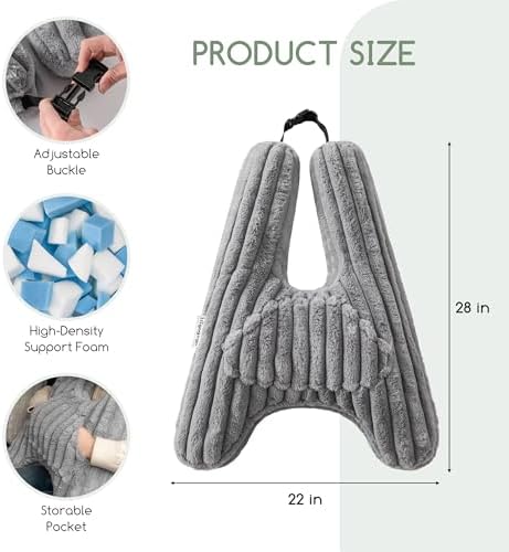 HIGOGOGO Car Pillow for Kids, Washable Travel Pillow, Upgraded Travel Pillows with Removable Soft Cover & High-Support Foam, Fix Neck and Body Sitting/Sleeping on The Trip, Dark Grey - Image 2