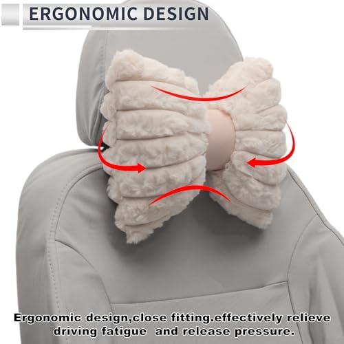 Car Headrest Pillow Ergonomic Comfortable Neck Support Pillow Car Seat Headrest Plush Memory Foam Adjustable Width Light Pink 2 Pcs for Driving Travel - Image 6