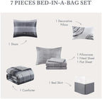 Madison Park Essentials Twin Comforter Set, Bed in a Bag, Watercolor Print Coastal Comforter & Chambray Cotton Sheet Set, All Season Bedding Set, Saben, Black Twin (68 in x 86 in) 7 Piece - Image 6